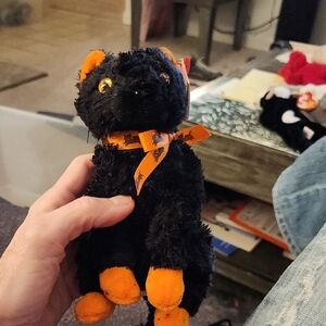 Black and Orange Plush Cat Toy